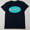 Bianchi Fahrrad T-Shirt Herren Klein Schwarz Celeste Blau Ovales Logo Grafik T-Shirt Unisex T-Shirt