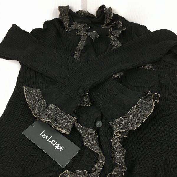 LEs LALIQUE Unused Tag Cardigan Black Size 9R(USED)