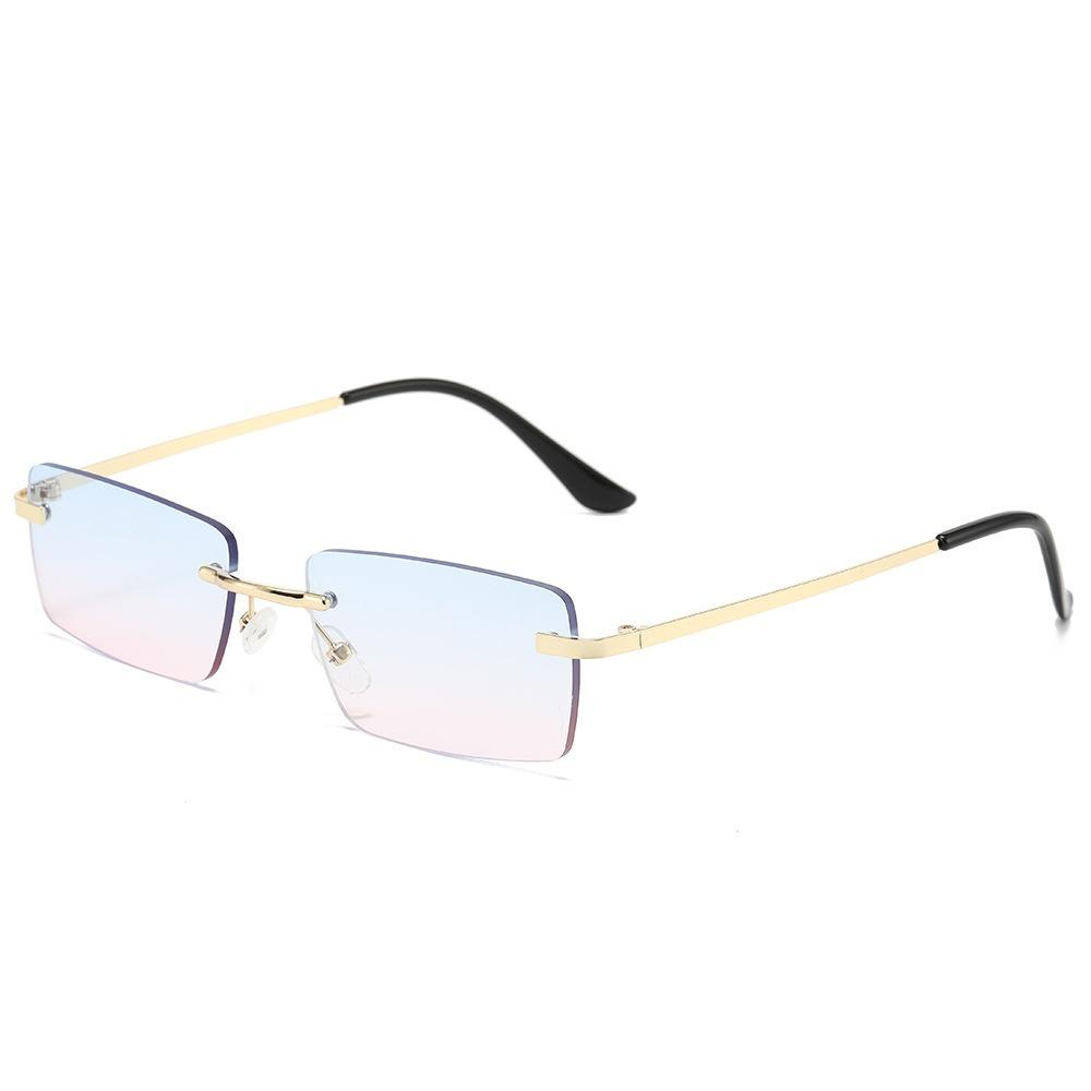 1Pc Men's Fashion Glasses New Metal Frameless Elegant Retro Versatile Trendy Suitable for Daily Use Vacation Outdoor Sun Protect