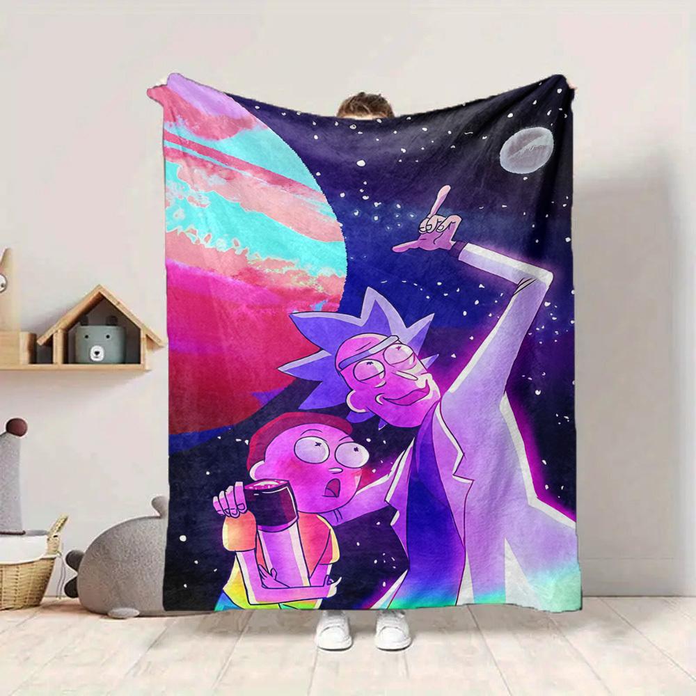 1 szt. Koc Rick i Morty Lekki Flanelowy Kocyk Na Sofę, Łóżko, Podróż, Salon, Biuro, Kanapę, Krzesło I Łóżko