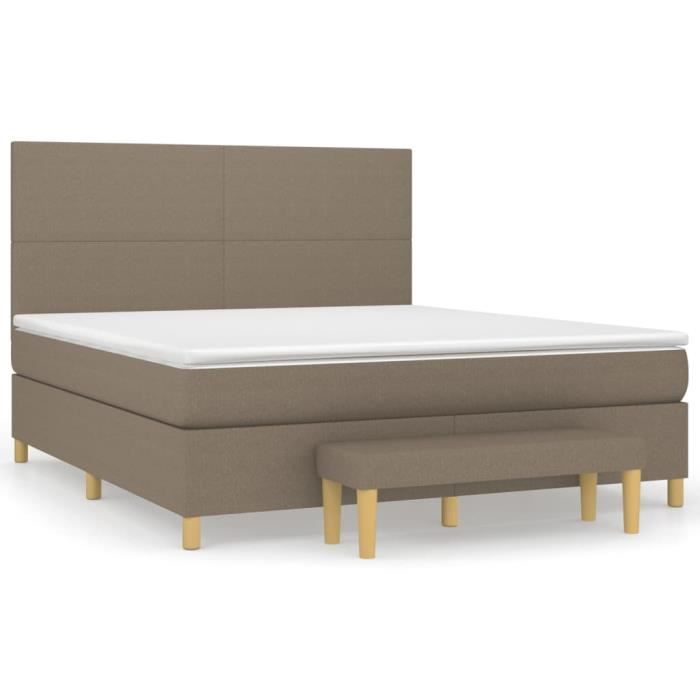 3137017 vidaXL Divan Bed with Mattress Taupe 180x200 Cm Fabric