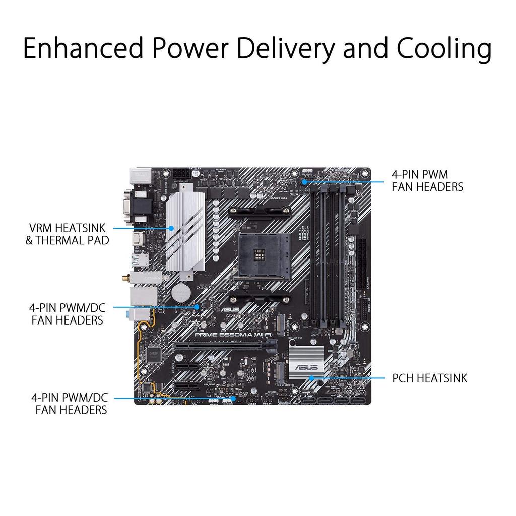 ASUS AMD B550 AM4 Compatible Motherboard PRIME B550M-A (WI-FI) [MicroATX]