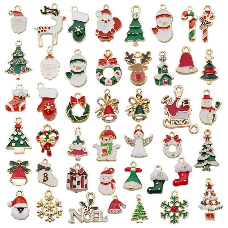 Merry Christmas 2096pc Alloy Diy Ornament Santa Snowman Elk Bell Decor Pendant