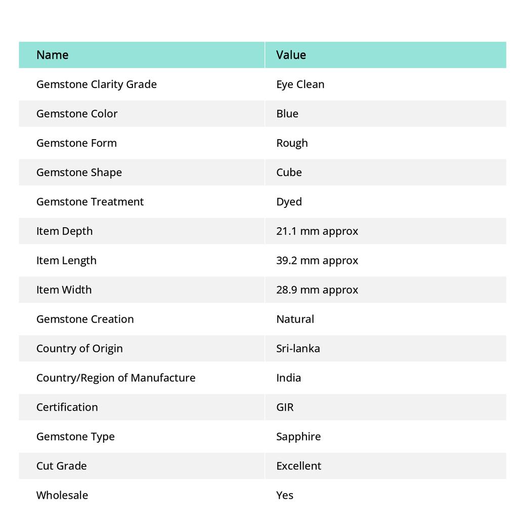 293.20 Ct Natural Sapphire Blue Rough Cube Cut Loose Gemstone CERTIFIED R-11-R
