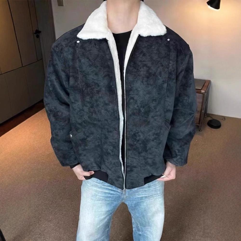 Мужская зимняя коричневая меланжевая куртка из матовой ПУ кожи с подкладкой из хлопкового флиса XXXL