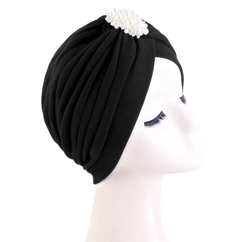 Indian Women Chemo Cap Muslim Diamonds Hijab Pleated Turban Wrap Headscarf Beanies Hair Loss Bonnet Hat Femme Turbante Mujer New