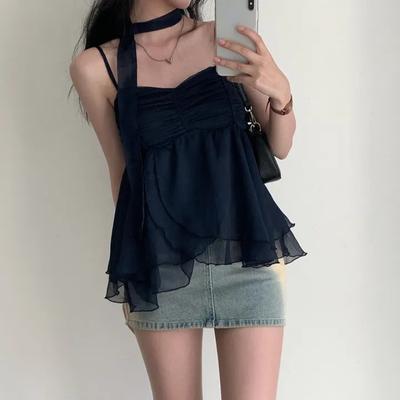 Anii 2000, estetică, fără mâneci, topuri solide, fete fierbinți, modă coreeană, dulce, maiou de vară, ocazional, de bază, culoare pură, camisă femei șic