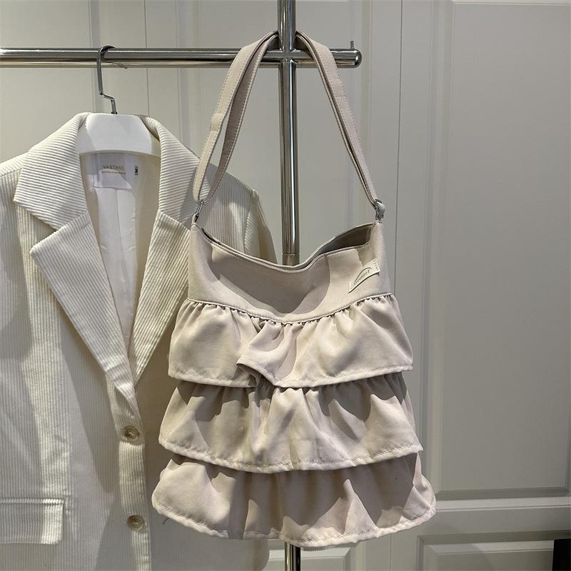 Summer Mori Lotus Leaf Edge Shoulder Canvas Bag Literature and Art Student Class Bag Gentle Girl Canvas Bag