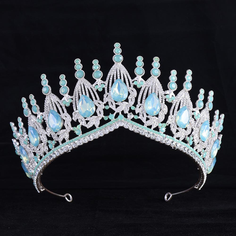 DIEZI 17 Colors Luxury Princess Opal Crystal Crown For Women Girls Wedding Elegant Luxury Baroque Tiara Party Hair Dress Jewelry