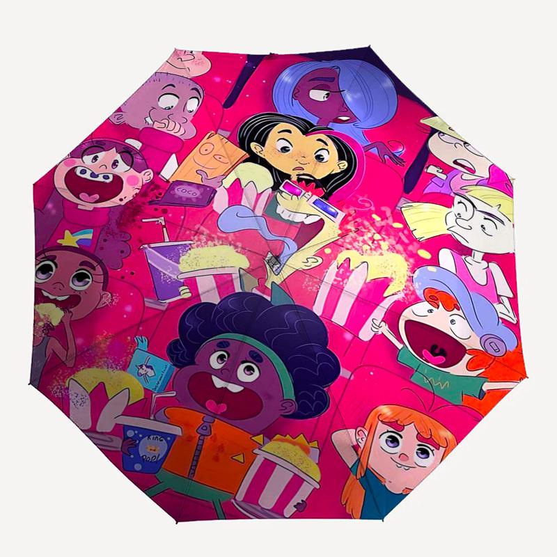 1pc Adventure Time Outdoor Umbrella - Automatic Opening/Closing, Portable Tri-Fold Design with 8-Rib Iron Frame - Perfect Gift for Fans, Travelers, Da