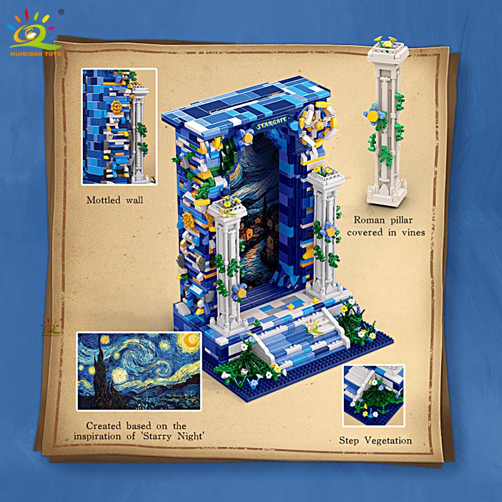 1745pcs Wonderland Starry Sky Door Po Frame Building Blocks Star Gate Display Stand Micro Mini Birck Home Decoration