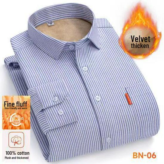 Men's Thick Fleece-Lined Oxford Long-Sleeve Shirt - Warm and In Stock