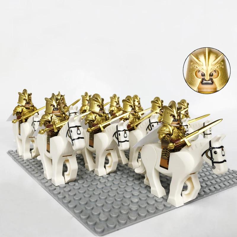 Medieval Roman Dynasty Commander Golden Warrior Spartan Solider Hawk Princess King Dragon Knight War Horse Figure Block Kids  Children Toy