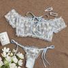 Japanese Vintage Lace Ribbon Wirefree Bra Set for Women