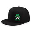 St Patrick Skull Shamrock Print Baseball Cap Unisex Polyester Adjustable Flat Brim Casual Hat