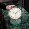 Clock with Marble Base Golden-Hued Decorative Desktop Marbled for Bedroom