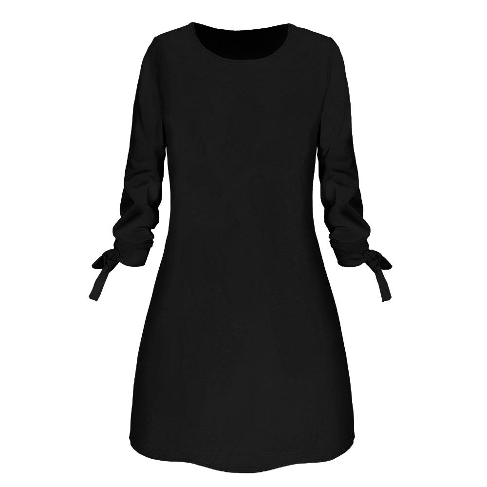 Casual Solid Color O-Neck Dress with Lace for Spring, Summer, and Autumn
