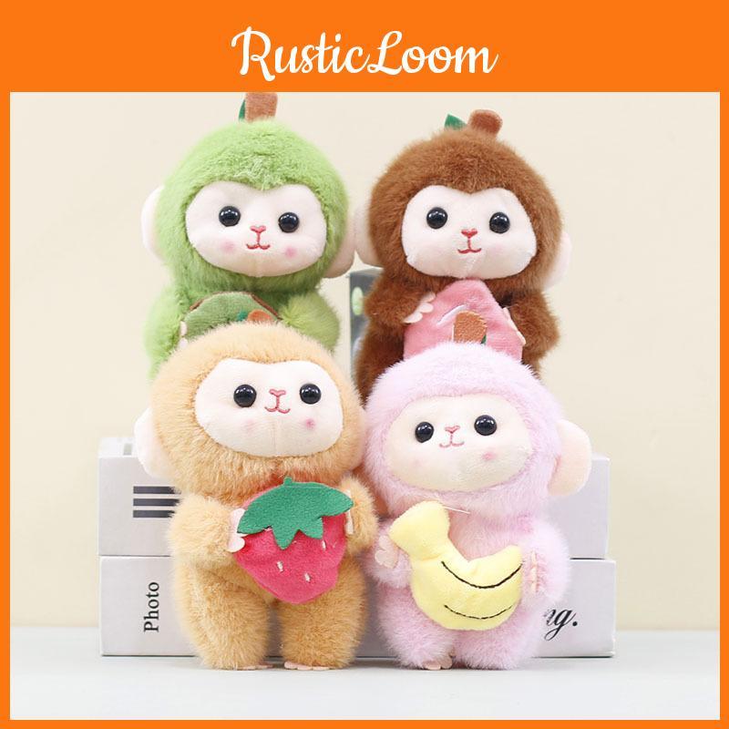 Cute Monkey Fruit Plush Keychain Cartoon Monkey Toy And Keyring Gift Accessory