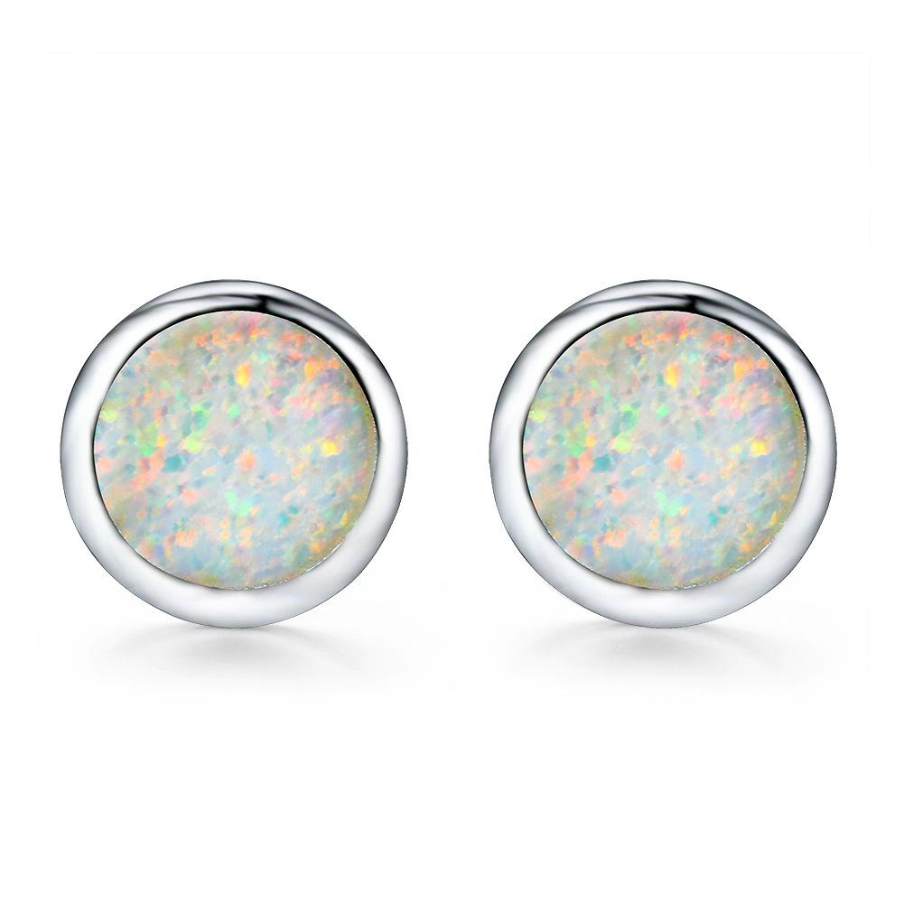 Hot Sale White Opal Stud Earrings Round Earrings Simple Personality Jewelry Versatile Women