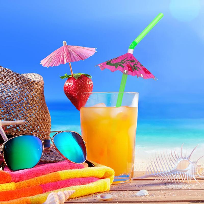 30/60PCS Umbrella Drink Straws Disposable Straw Party Juice Cocktail Birthday Summer Beach Party Decoration Supplies TMZ