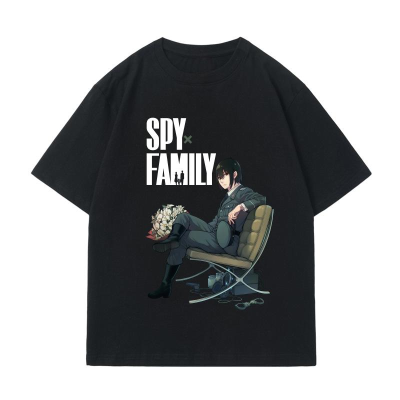 Summer New Cotton Spy Family Print Short Sleeved T-shirt for Men and Women Casual T-shirt Children's Top T-shirt