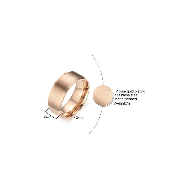 [Rockyu] jewelry brand Popularity ring pink gold men's Flat beating 8mm wide fashion titanium ring No. 18