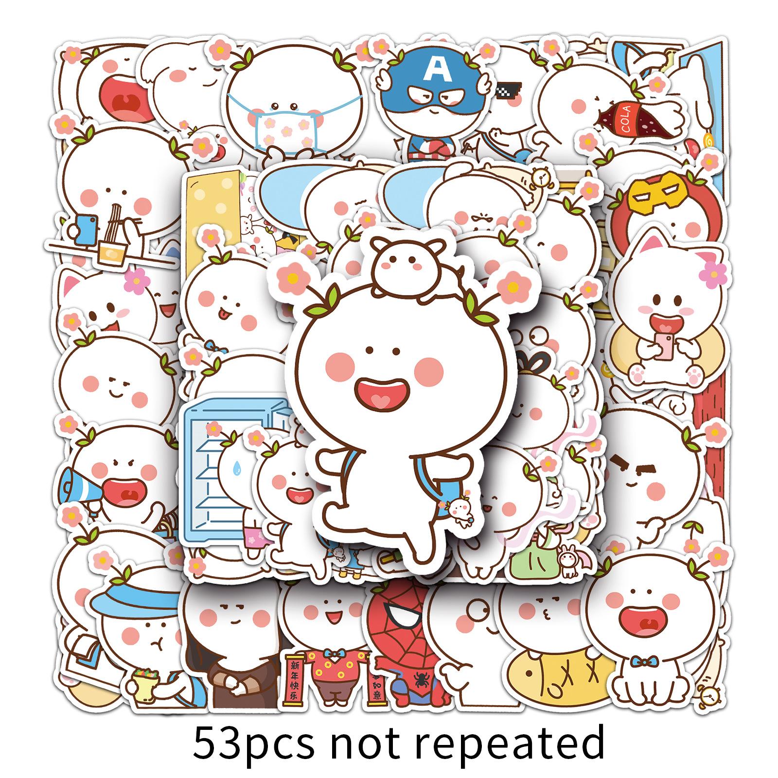 

53 Cartoon Expressions of Two Flowers Cute Creative Guka Suitcase Guitar Scooter Car Decoration Graffiti Stickers