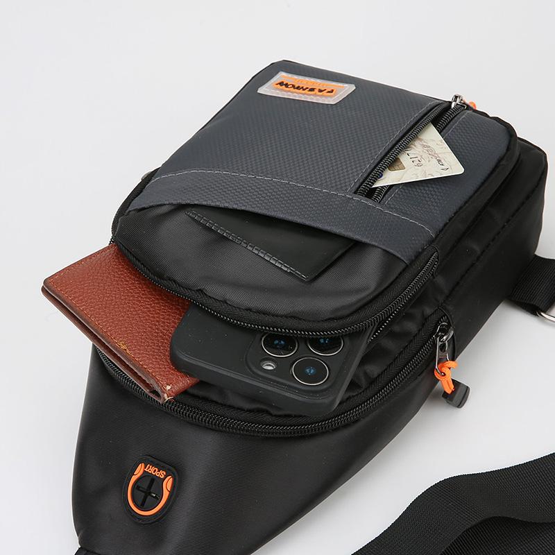 Bolsa Tiracolo de Nylon Estilosa para Homens – Peitoral Cruzada Multifuncional com Múltiplos Bolsos para Atividades ao Ar Livre