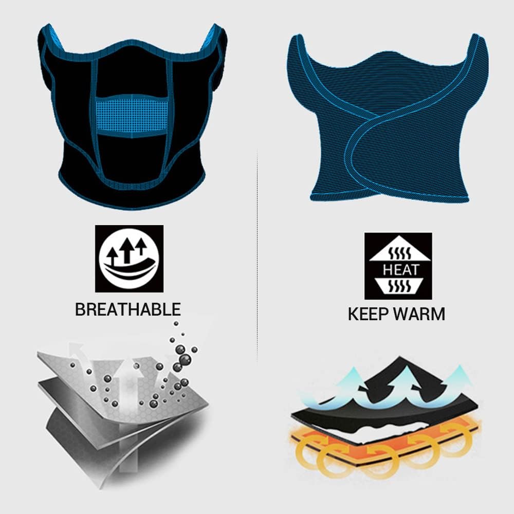 HEROBIKER Neck Gaiter Motorcycle Face Mask Half Masks Windproof Balaclava Protective Keep Warm Shield For Running Skiing Snowboarding Motorcycle
