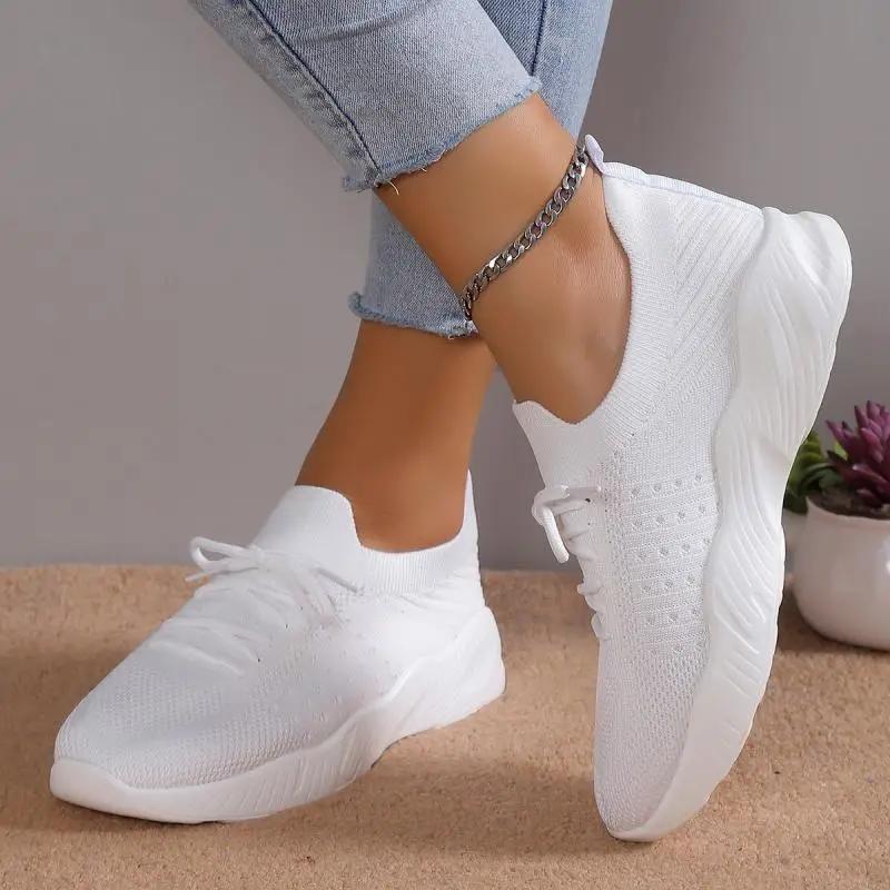 Fashion Womens Lace Up Breathable Tennise Sneakers Summer Solid Thick Bottom Non-Slip Sport Shoes 2025 Hot Seller Running Shoes Woman