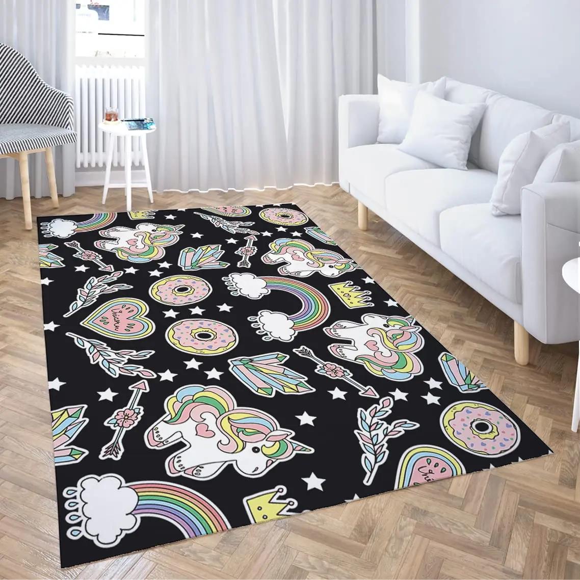 

Мультяшный Милый Единорог Ковер Розовый Розовый Блестящий Ковер Фэнтезийное Животное Коврик Радужные Коврики Дом Гостиная Детская Спальня Придверный Коврик 40x60cm 16x24 inch