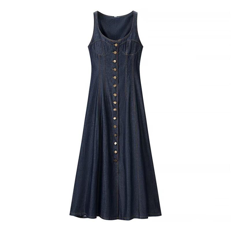Womens 2026 Western Denim Midi Dress