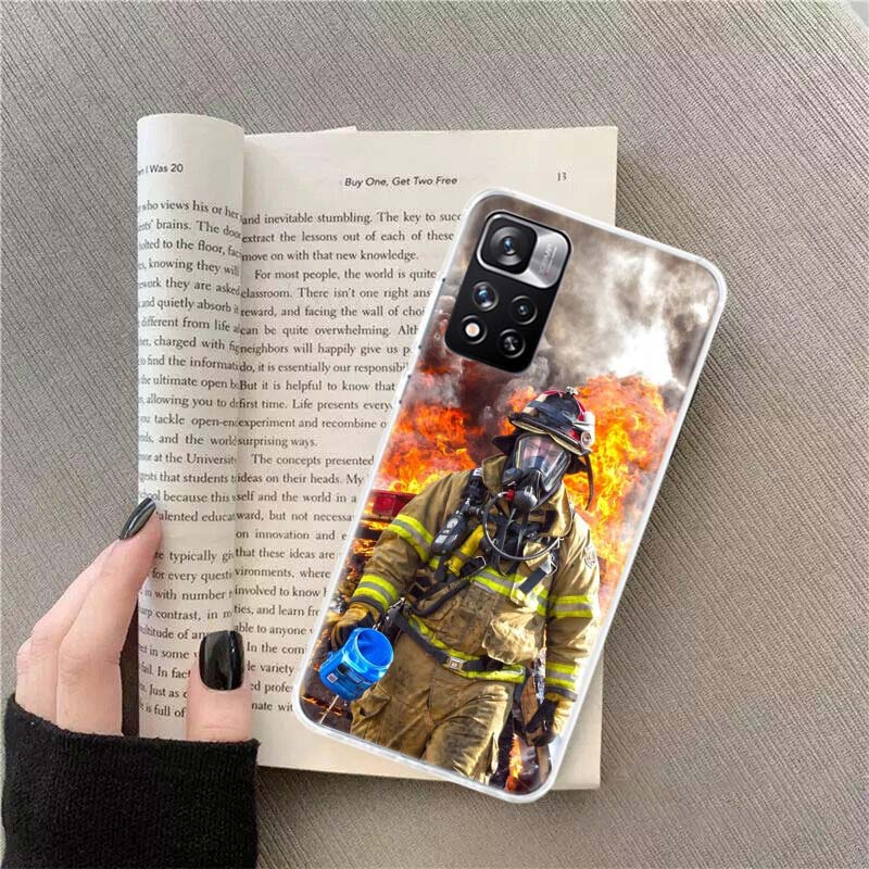 Firefighter Training Phone Case For Redmi Note 13 12 Pro Plus 14 15 Pro 5G 11 11T 11E 11S 10 Pro 10S 9 9S Cover Cell Clear TPU C