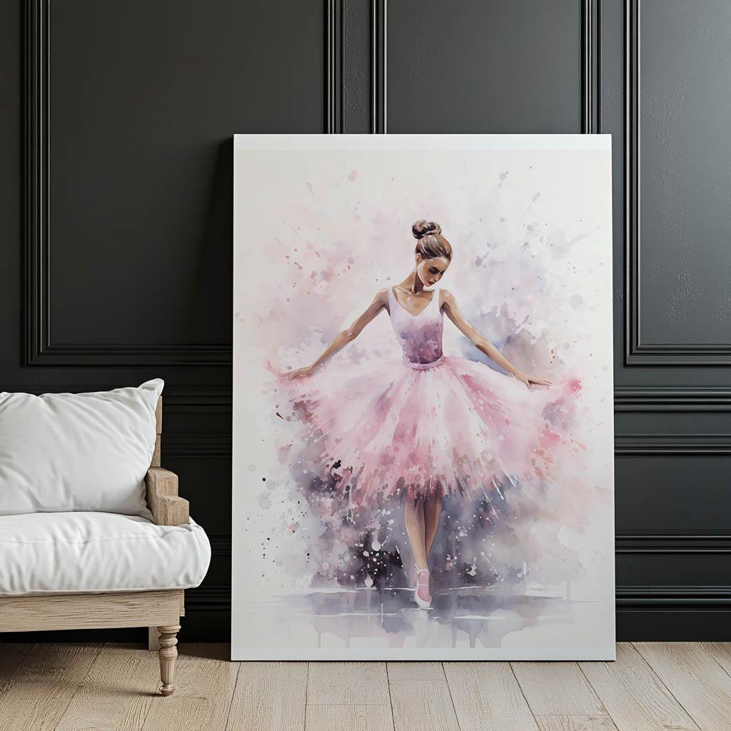 Enchanting Ballerina Dance Enchanting Ballerina Dance, 30X40 Cm, Dark Brown Wooden Frame, 230 Gsm Matte Paper