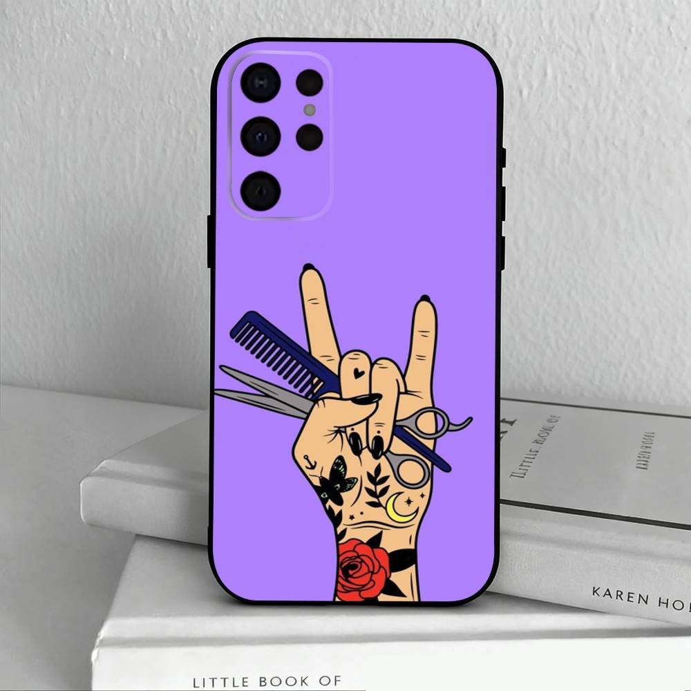 Barber Shop H-Hair Stylist Salon ART  Phone Case For Samsung S25,24,23,22,30,21,10,9,Ultra,Plus,Lite,FE,4,5 G Soft Black Case