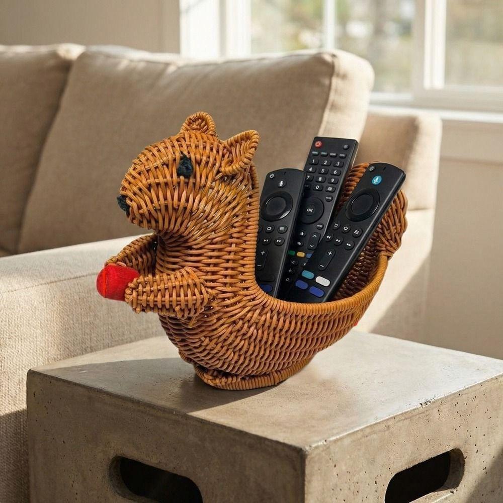 PP Squirrel Shaped Storage Basket Handwoven Imitation Rattan Storage Basket  Home Storage