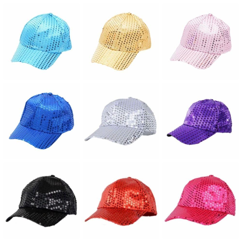 Shiny Sun Cap Brilliant Glitter Peaked Cap Simple Sequins Baseball Cap  Decorated
