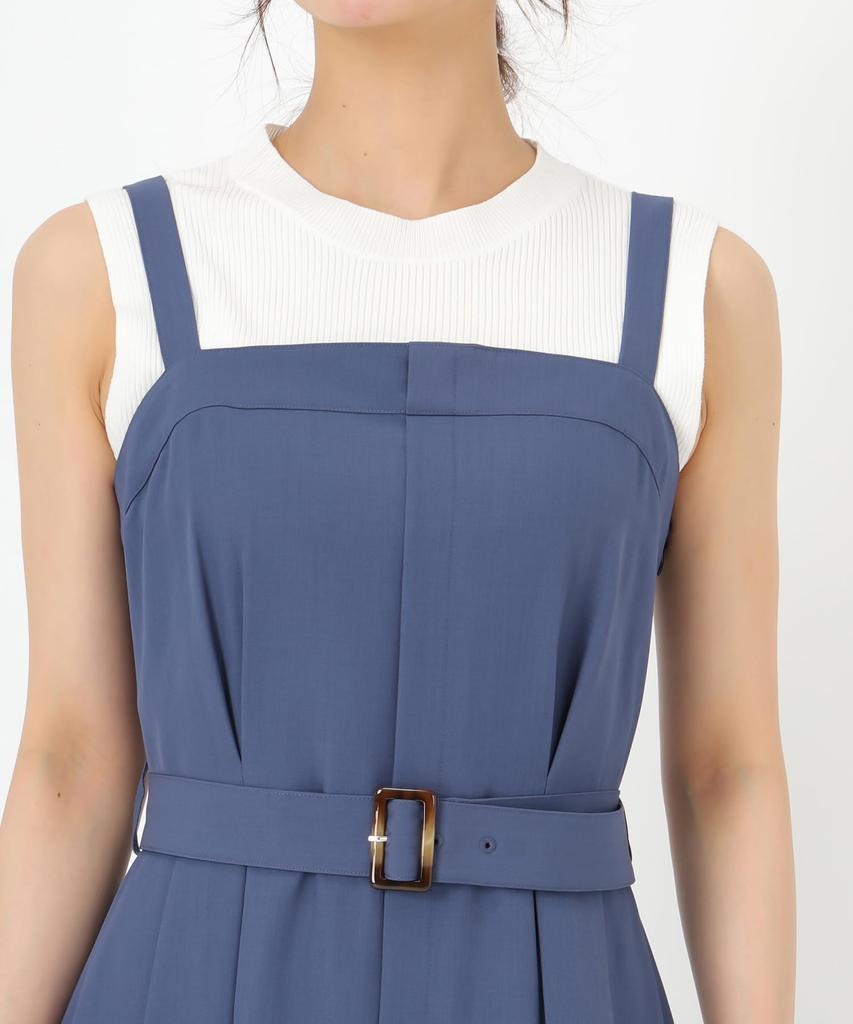 Mishmash Klänning för Kvinnor, Feminin och Vacker, Hängselklänning/Camiklänning med Bälte, Enfärgad, MM517411 BLÅ