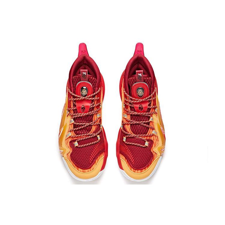 New Anta Berserk 2 Cushioning, Slip Resistant, And Abrasion Resistant High Top Basketball Shoes Men's Red Yellow 112031602-2
