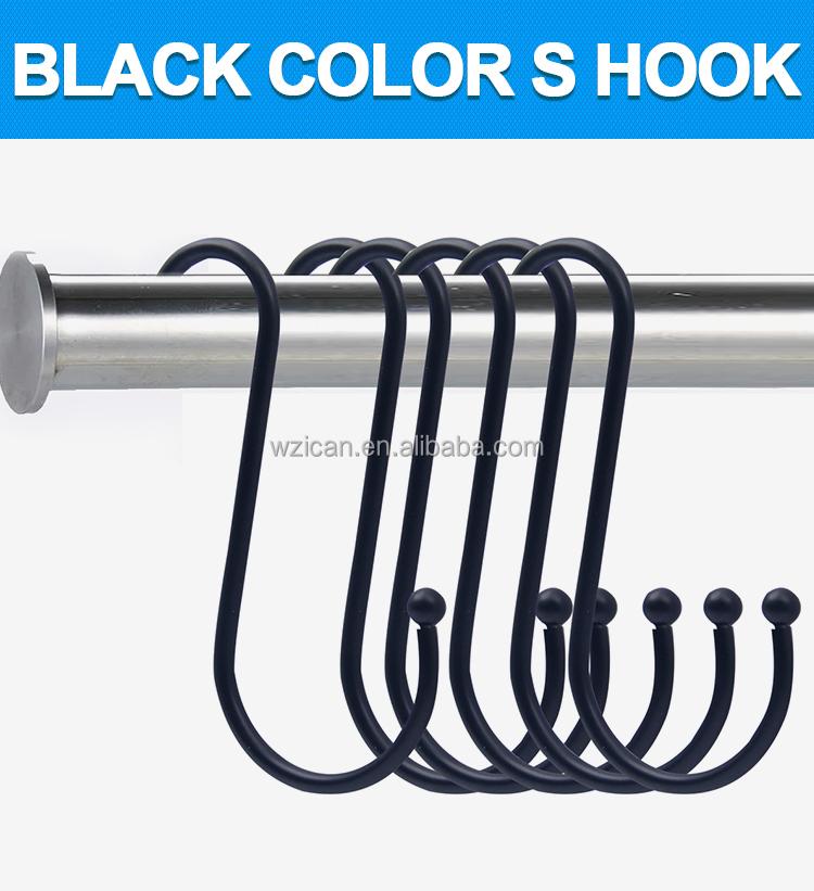Factory E-Coating Black Carbon Steel S Hook S Shape Hanging Hook for Cloths and Kitchen Ware