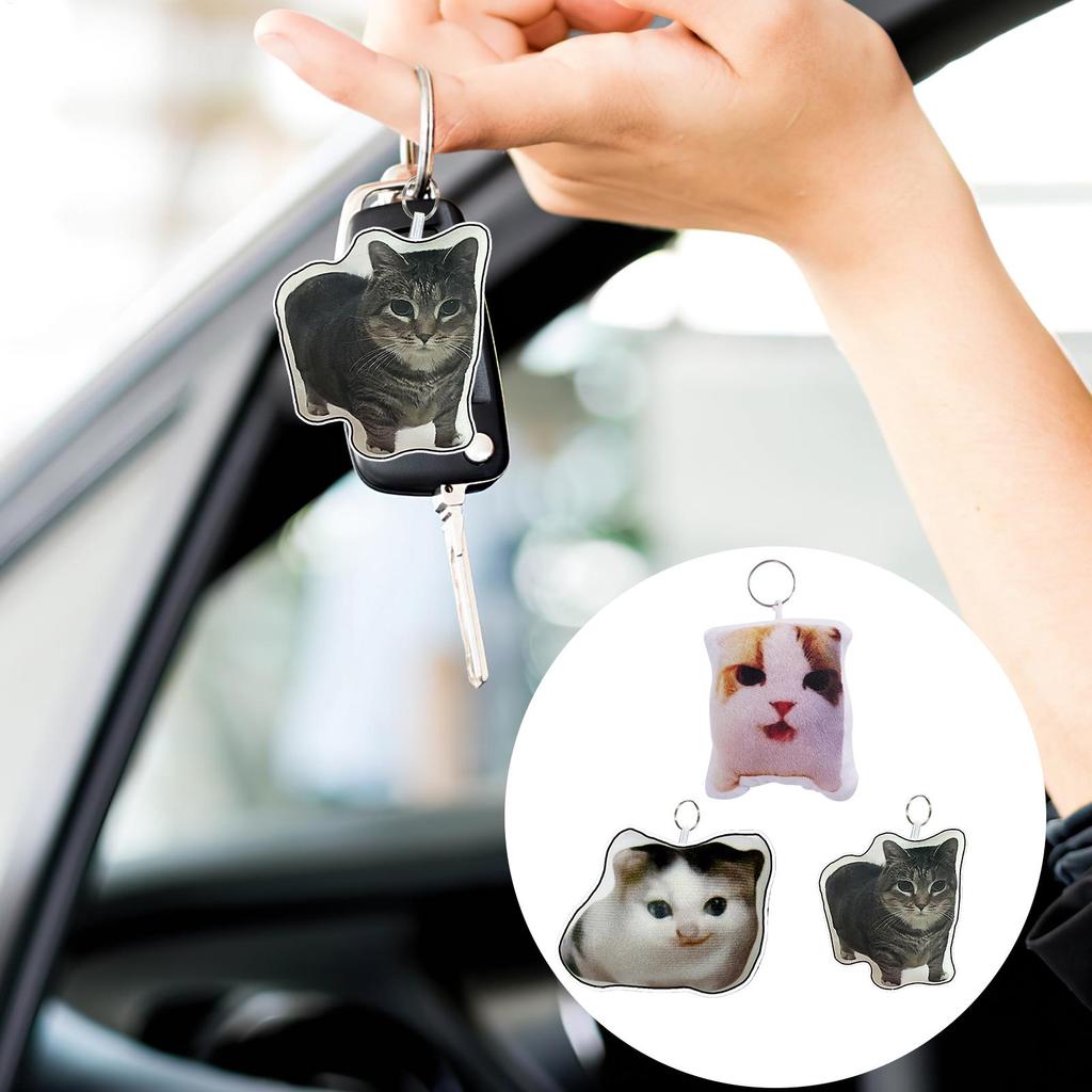Cute Cat Keychains Chubby Kitten Keyring Trinket Bag Ornament Animal Cat Pendant Keys Holder Purse Bag Accessories DIY Gifts