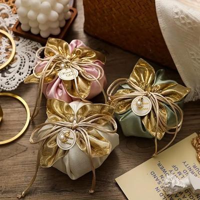 10PCS Luxury Packing Drawstring Velvet Pouch Silk Gift Bag For Jewelry Wedding Candy Boxes With Pearl String Decor Favors Bags