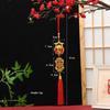 Lunar New Year Lucky Hanging Ornament with Red Tassel Golden Charm Festive Portable Decor for Travel Hotel Room Spring Festival
