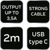 USB Type C cable, 2m