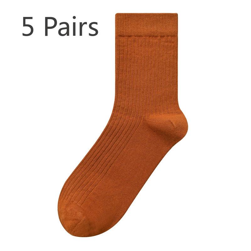 

5 пар мужских носков осень-зима новые коммерческие чистого цвета хлопковые антибактериальные впитывающие пот дышащие дезодорирующие носки 5 Pairs