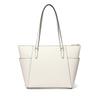 Michael Kors MK Charlotte Letter Logo Pendant Solid Color Leather Tote Shoulder Bag Large Women Tote Bags Cream 35T0GCFT7L-289