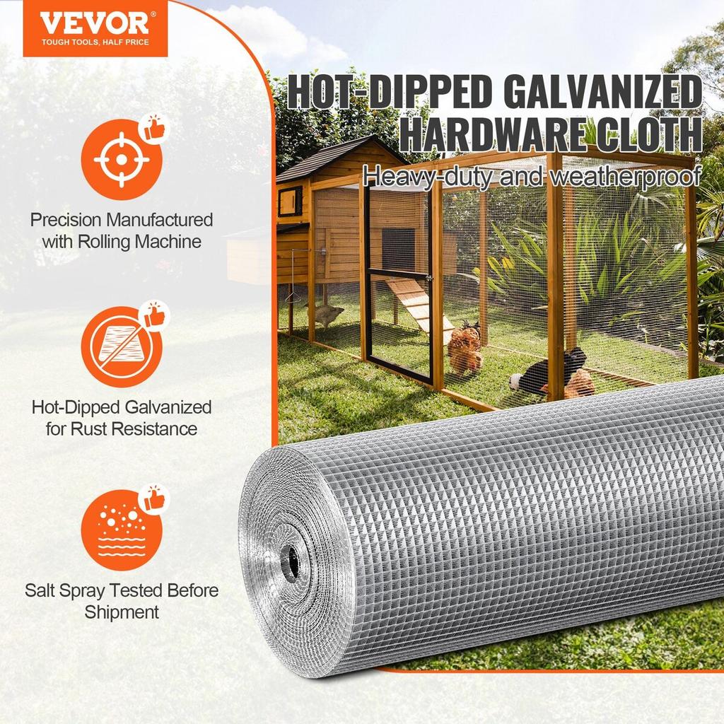 Hardware Cloth 1/4" 48in x 50ft 23 Ga Wire Mesh Roll Chicken Wire Fencing