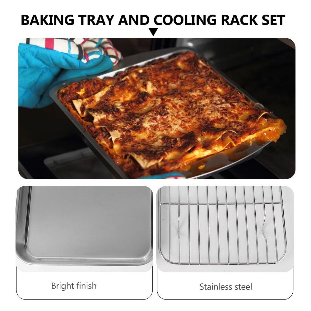Food-Grade Baking Pan with Rack Removable Steaming Cooling Racks Food Cooling Tray BBQ Cooking