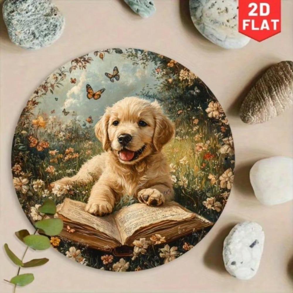 Vintage Golden Retriever Metal Art Sign, Rustic Home Decor Gift for Pet Lovers
