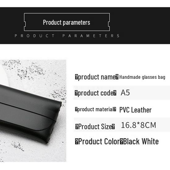 Stylish Black Leather Glasses Case - Soft PVC Sleeve for Sunglasses